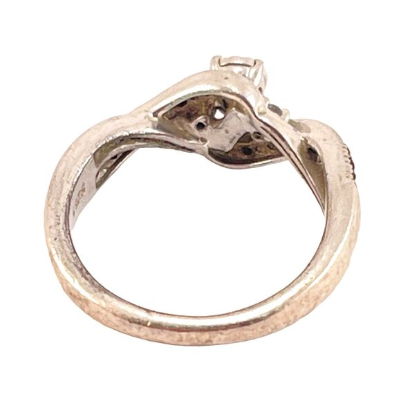 Sterling Silver Black and White Diamond Heart Sweetheart Ring Size Size 7 - Picture 6 of 11